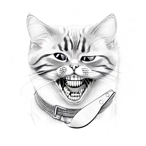 Cat With A Knife In The Teeth