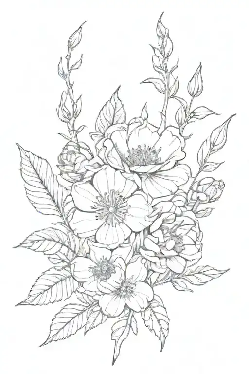 Birth Flowers Growing Together