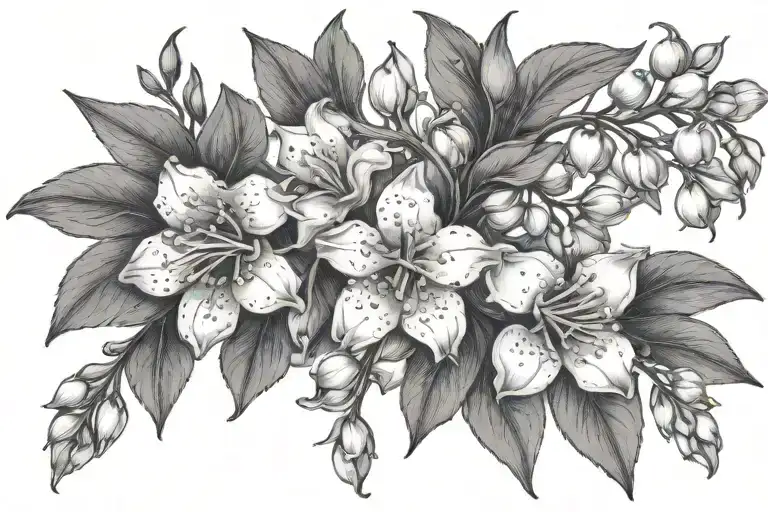 Lily Of The Valley And Larkspur Flowers Intertwined