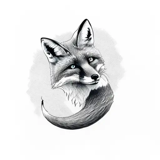 Fox Silhouette With Long Tail