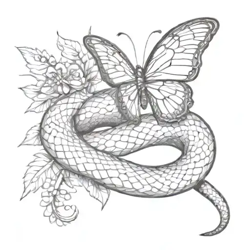 Snake With Butterfly