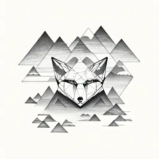 Rhomboid With A Mountain And A Fox Shaped Cloud Around The Mountain