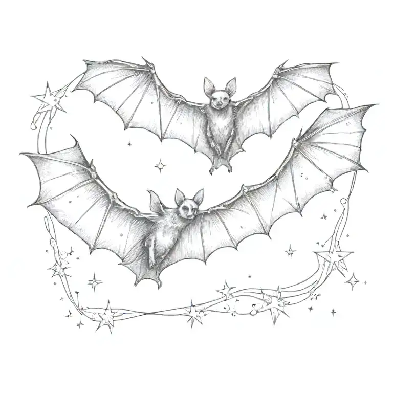 Three Bats Flying With Sparkles