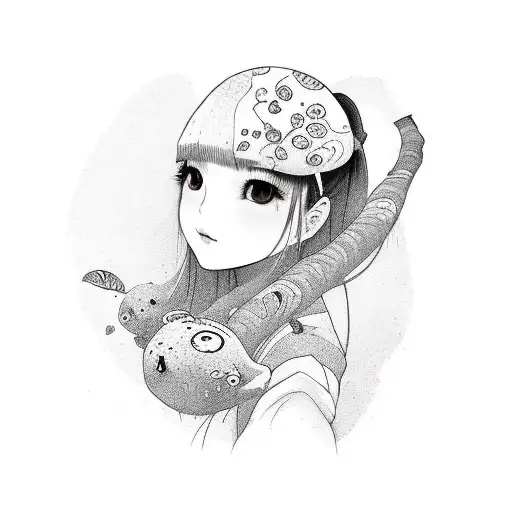 Cute Asian Girl With Fungi