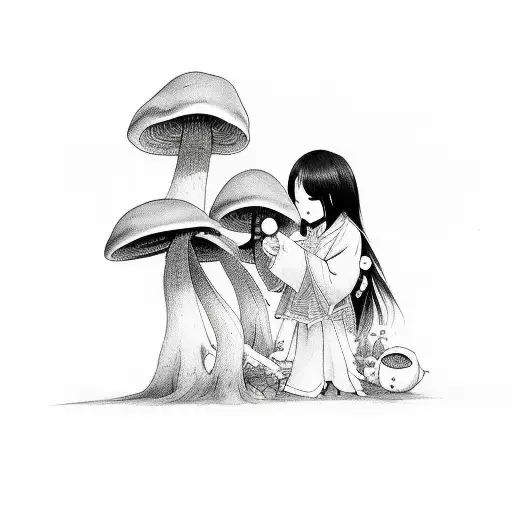 Cute Asian Girl With Fungi