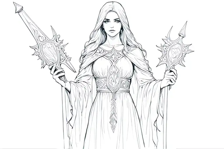 Female Holding Claymore