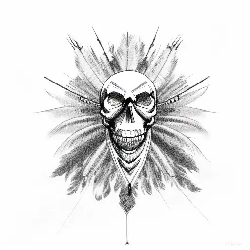 A Laughing Skull In A Feathered Headdress