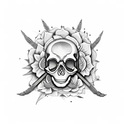 Gemini Flowers Skull