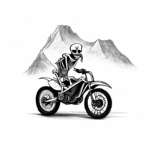 Skeleton Riding A Dirtbike With His Tongue Out