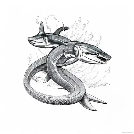 Snake And Shark Attacking Each Other Sleeve