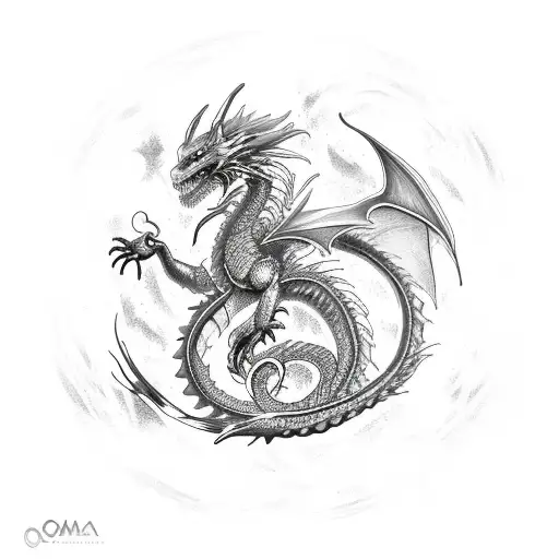 Omega Symbol As A Dragon