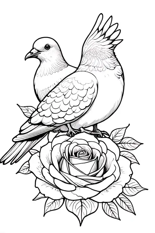 Dove Sitting Ontop Mandala Rose