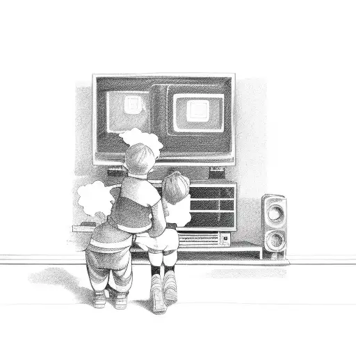Two Kids Watching Tv