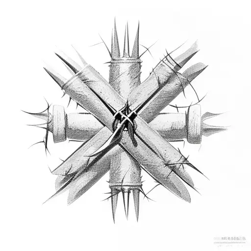 Three Nails Held Together By Crown Of Thorns