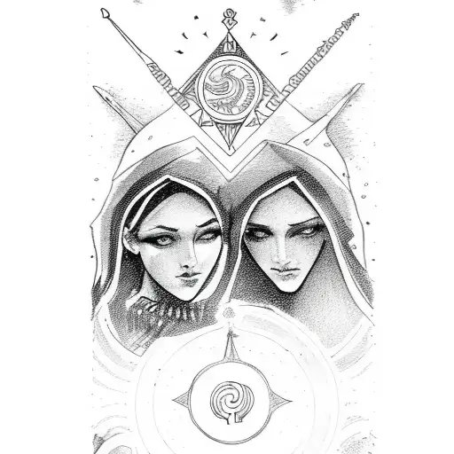 Tarot Card With Gemini Symbol
