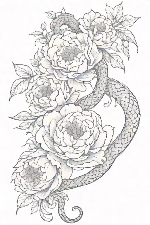 Snake And Peony Spine