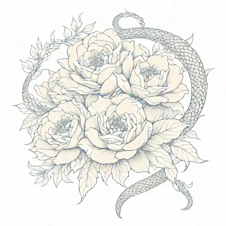 Peonys And Python Spine