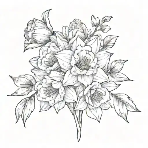 Daffodil Cherry Blossom Tulip Rose Bouquet