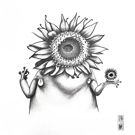 Frog Holding A Sunflower With Middle Finger