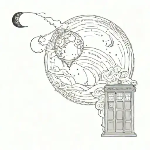 Tardis And Moon And Wave