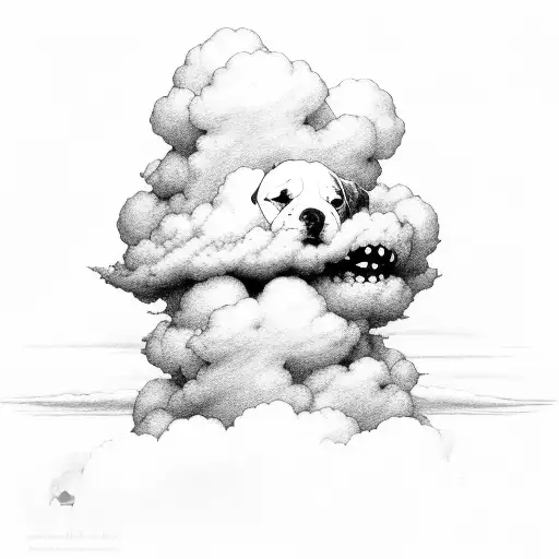 Dog Poking Head Out Of Cloud Cloud