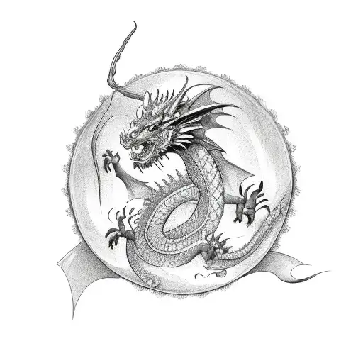 Dragon With Floral Accents