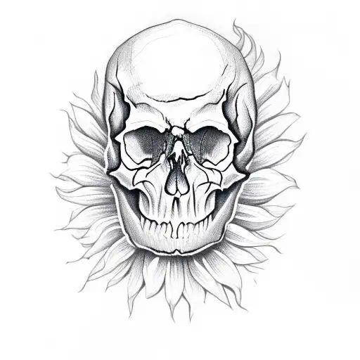 Skull With Sunflower Fire