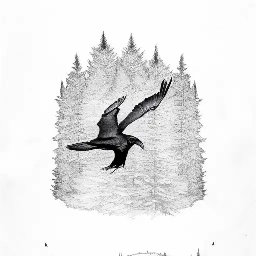 Raven And A Forest