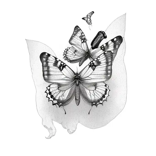 3 Butterflies With A Semicolon Body On The First Butterfly