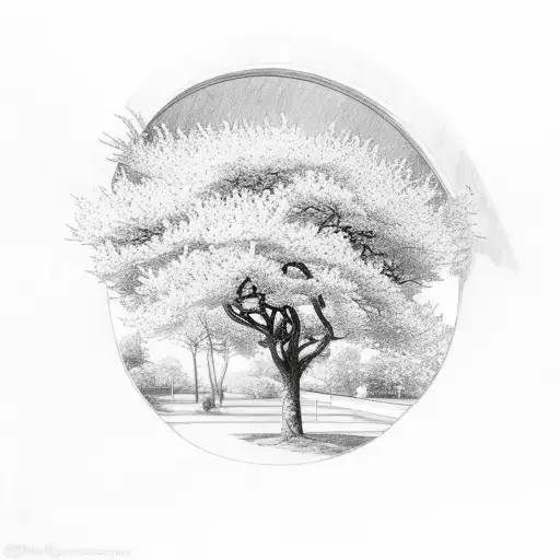 Window With Cherry Tree Growing Through