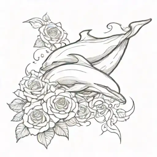 A Dolphin Vomiting Out Roses Intertwined