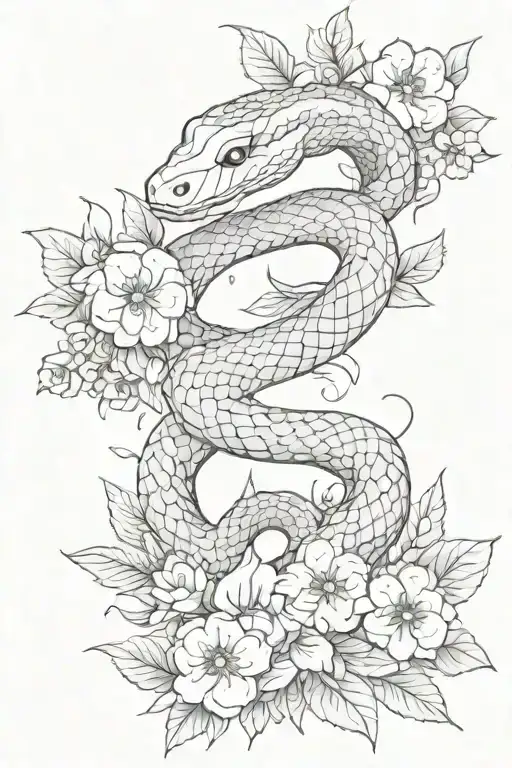 Snake In Flowers