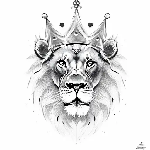 Lion With A Crown And A Scar On The Eye