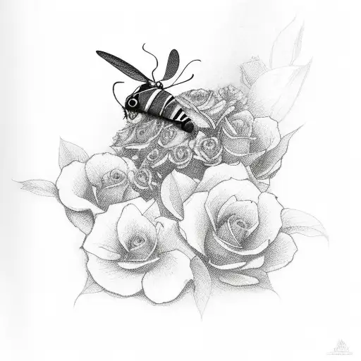 Katana With Moth And Roses