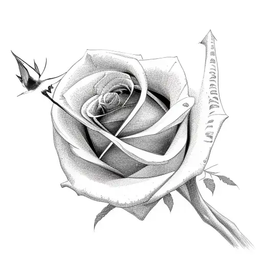 Sparrow With Rose