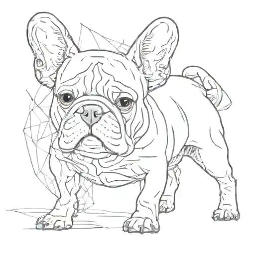 Minimalist Tattoo Of A French Bulldog Dog