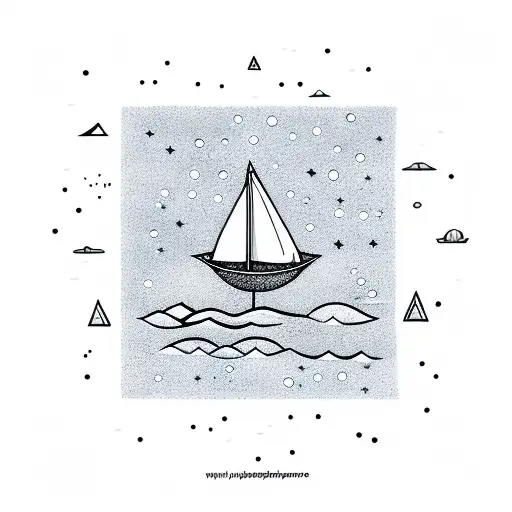 Paper Boat In Ocean At Night With Star Filled Sky