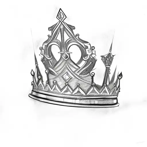 Throne With Crown On One Side And Black Bird On The Other