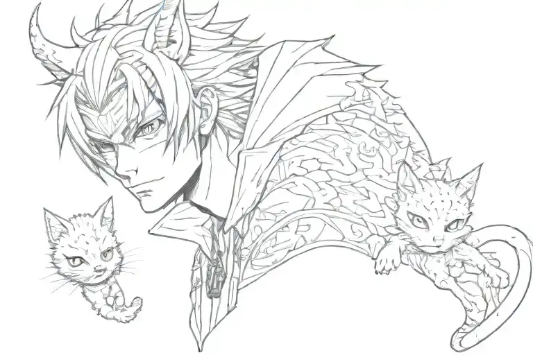 Anime Guy Demon And Cat