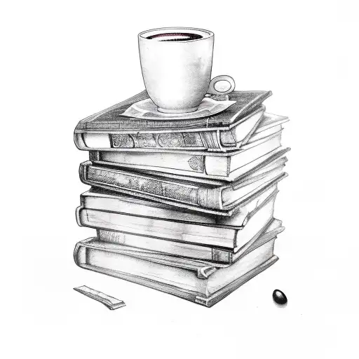 A Pile Of Ancient Books With A Cup Of Coffee