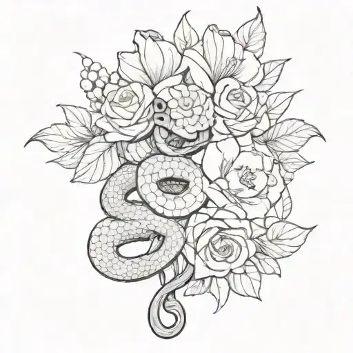 Snake And Flower Bouquet