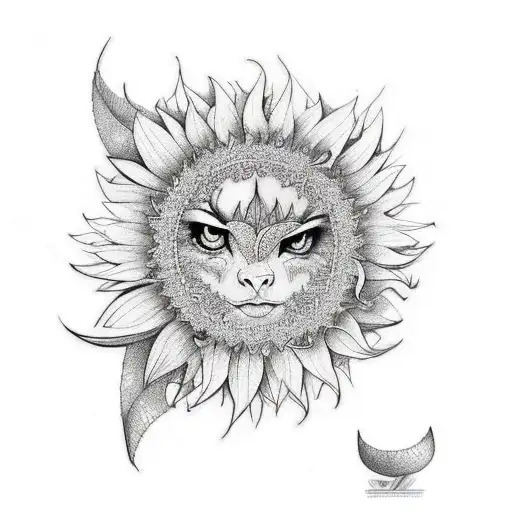 A Sketch-style Tattoo Of A Turquoise Saddle Adorned With Sunflower Patterns