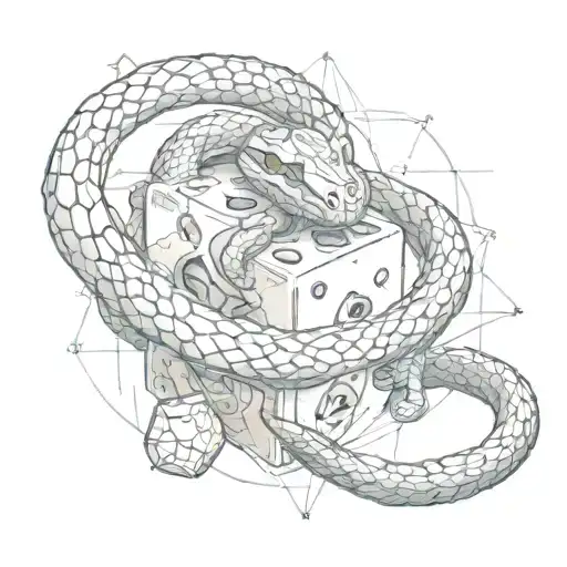 Snake Wrapped Around An D20 Dice Set