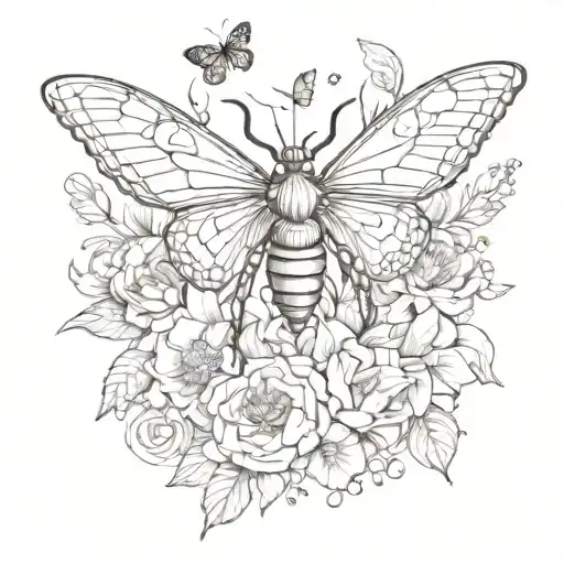 Spider And Butterfly And Flowers