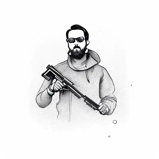 Man With Gun As An Arm