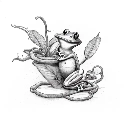 A Coffee Plant Intertwined With A Frog