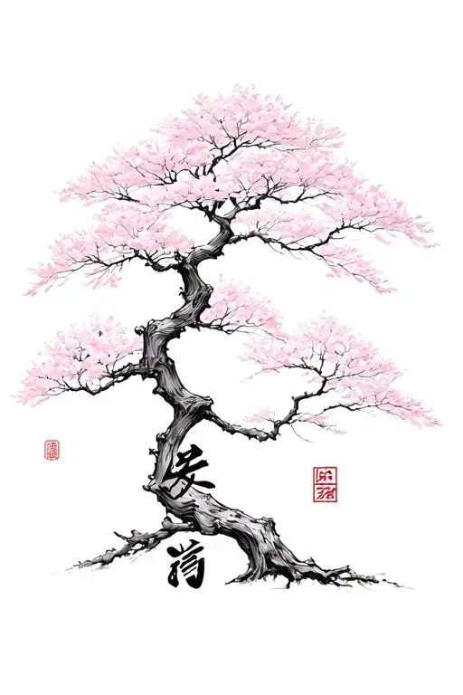 Sakura Tree With Three Kanjis