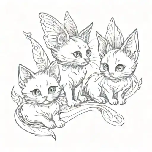 Two Little Cats With Fairy Wings