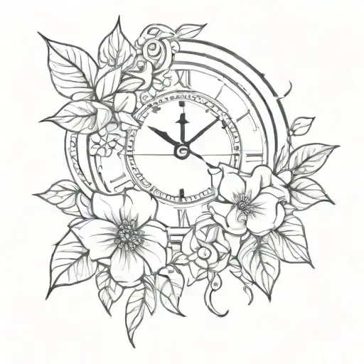 Simple Clock And Flower