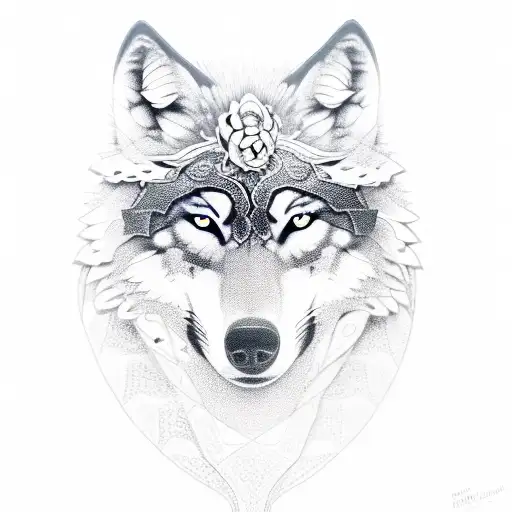 Wolf And Snake And Flowers